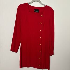 Vintage Phoebe Red Button Up Dress